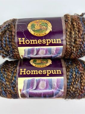 Lion Brand Homespun Nouveau Yarn Lot of 2 Skeins Bulky 5 Weight Acrylic